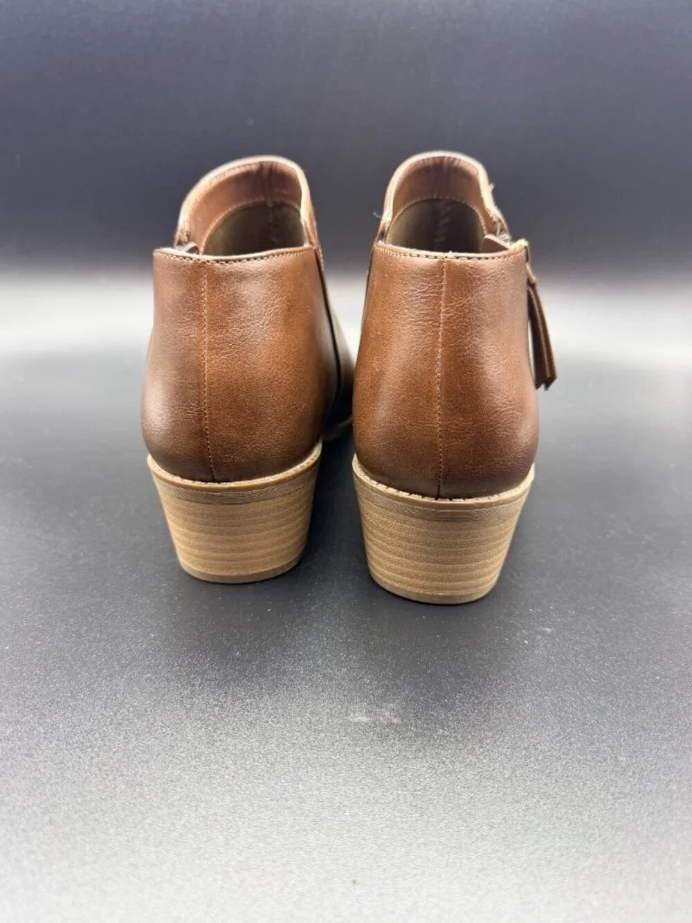 TIME & TRU Ankle Booties with Zipper, Brown, Memory Foam Boots Size 10